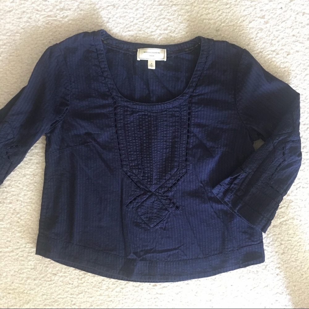 Anthropologie Moulinette Soeurs Navy Blue Top